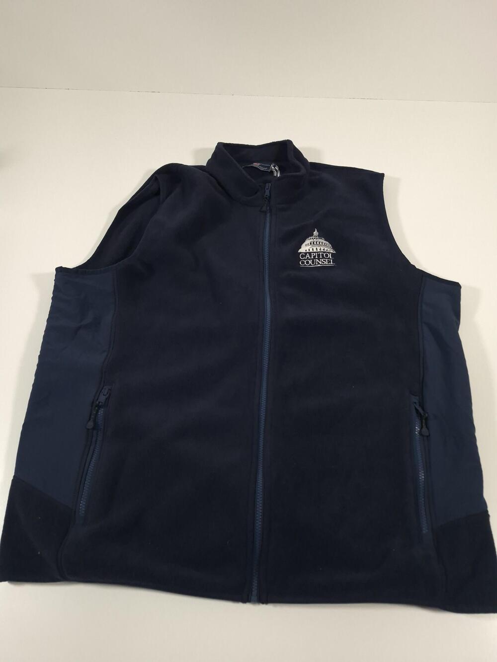 Vineyard Vines Vest Mens 2XL Blue Fleece Harbor Full Zip Capitol Counsel Logo